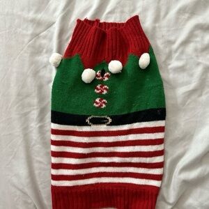 Festive Red and Green Dog Sweater